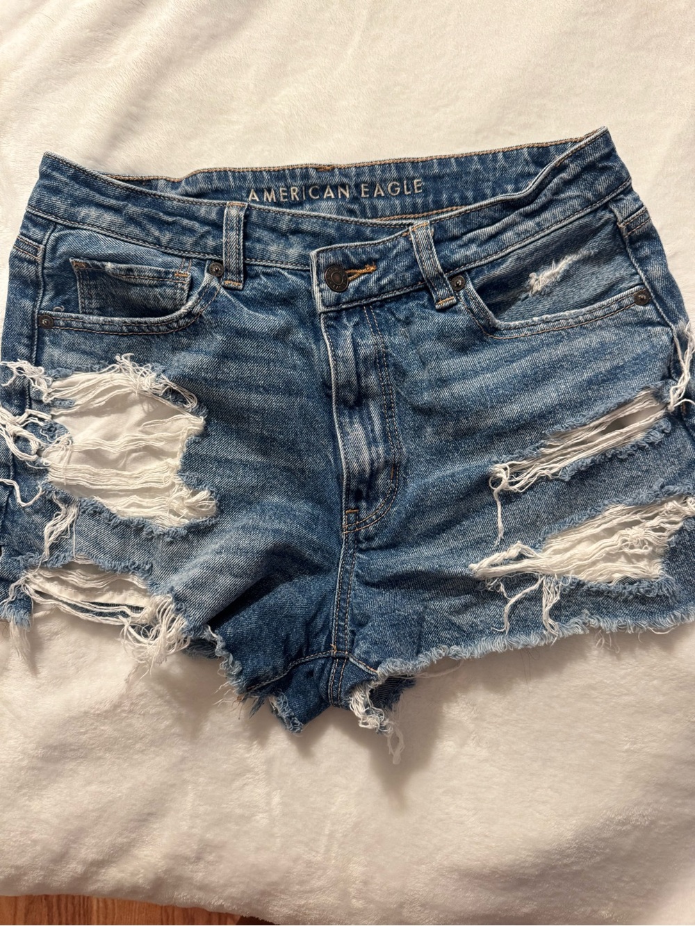 American Eagle Outfitters Ripped Light Blue Denim Cutoff Shorts